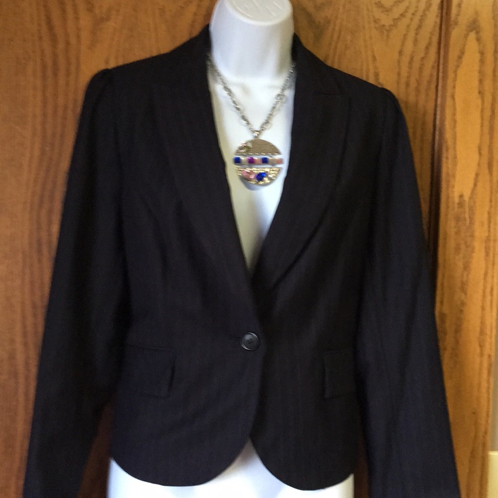 Black Classic blazer w/ fuschia pink pinstripes